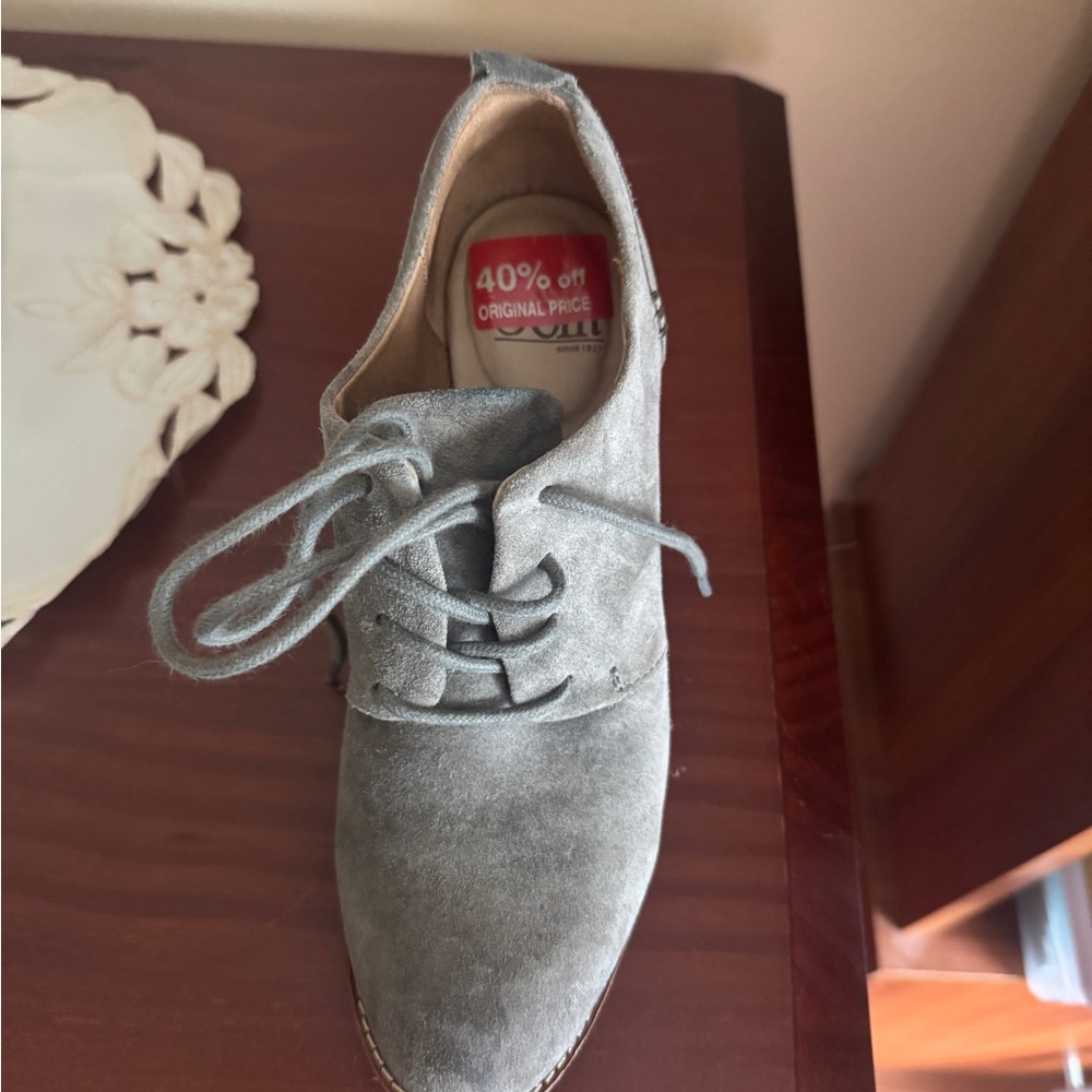 Sofft Gray Suede Lace Up Boots